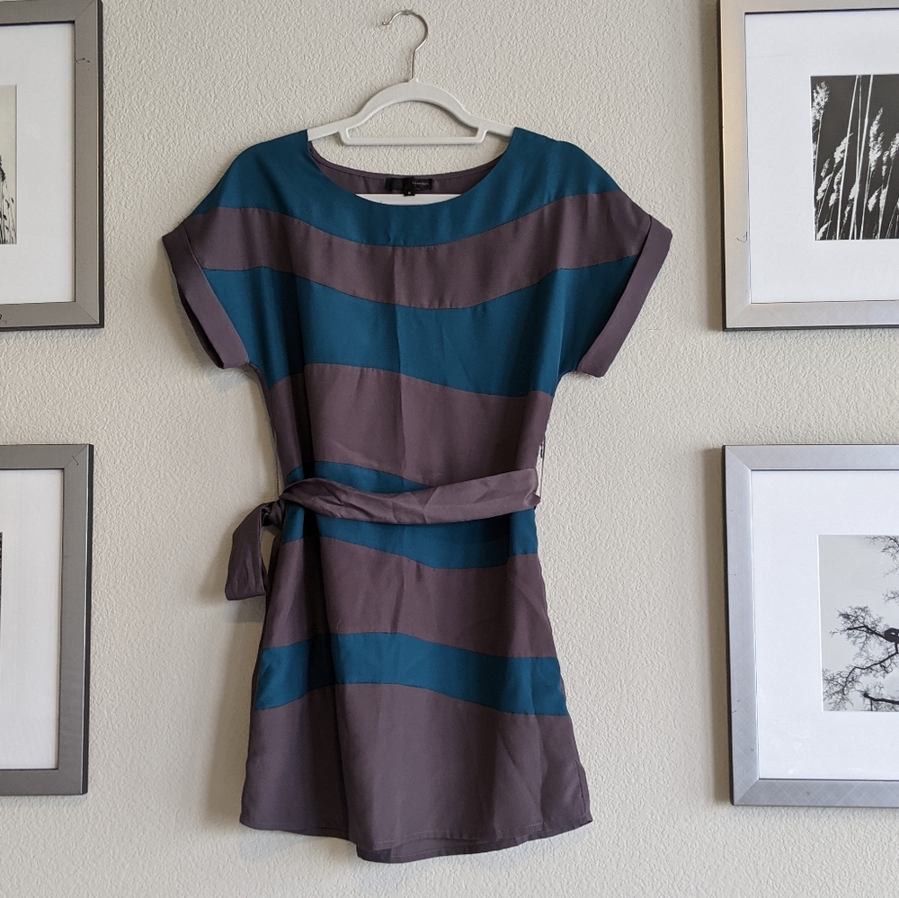 Gray and teal dress